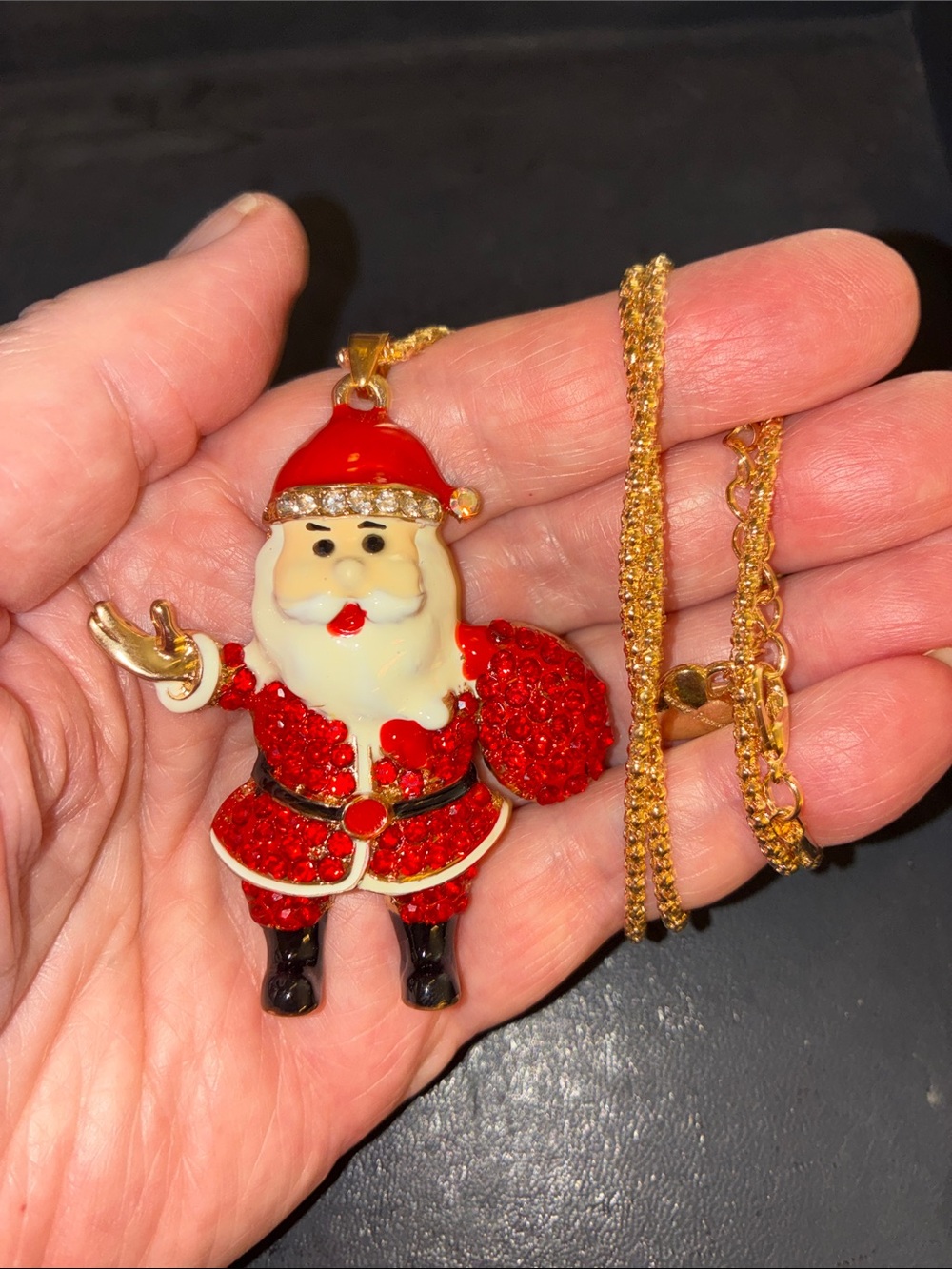 Festive Red Santa Claus Pendant Necklace